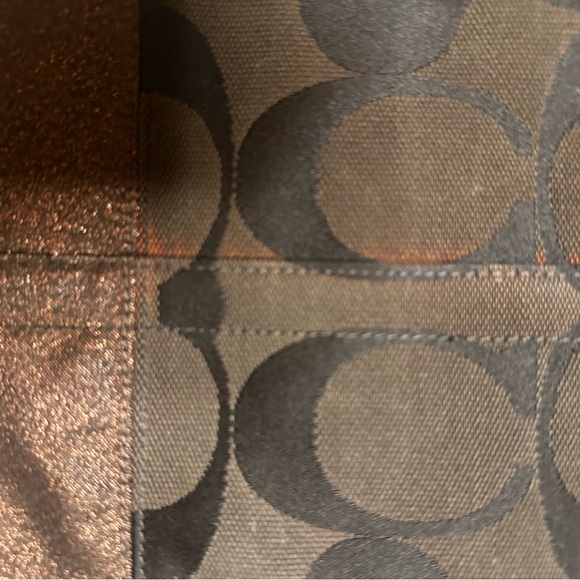 Coach Signature Stripe CrossbodyBag Brown Canvas Glitter Bronze Trim F0749-40758 - Picture 5 of 12